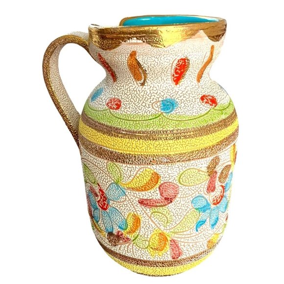 VTG Fratelli Fanciullacci Pebbled Lava Glaze Art Pottery Pitcher/Vase-Signed - Picture 2 of 14